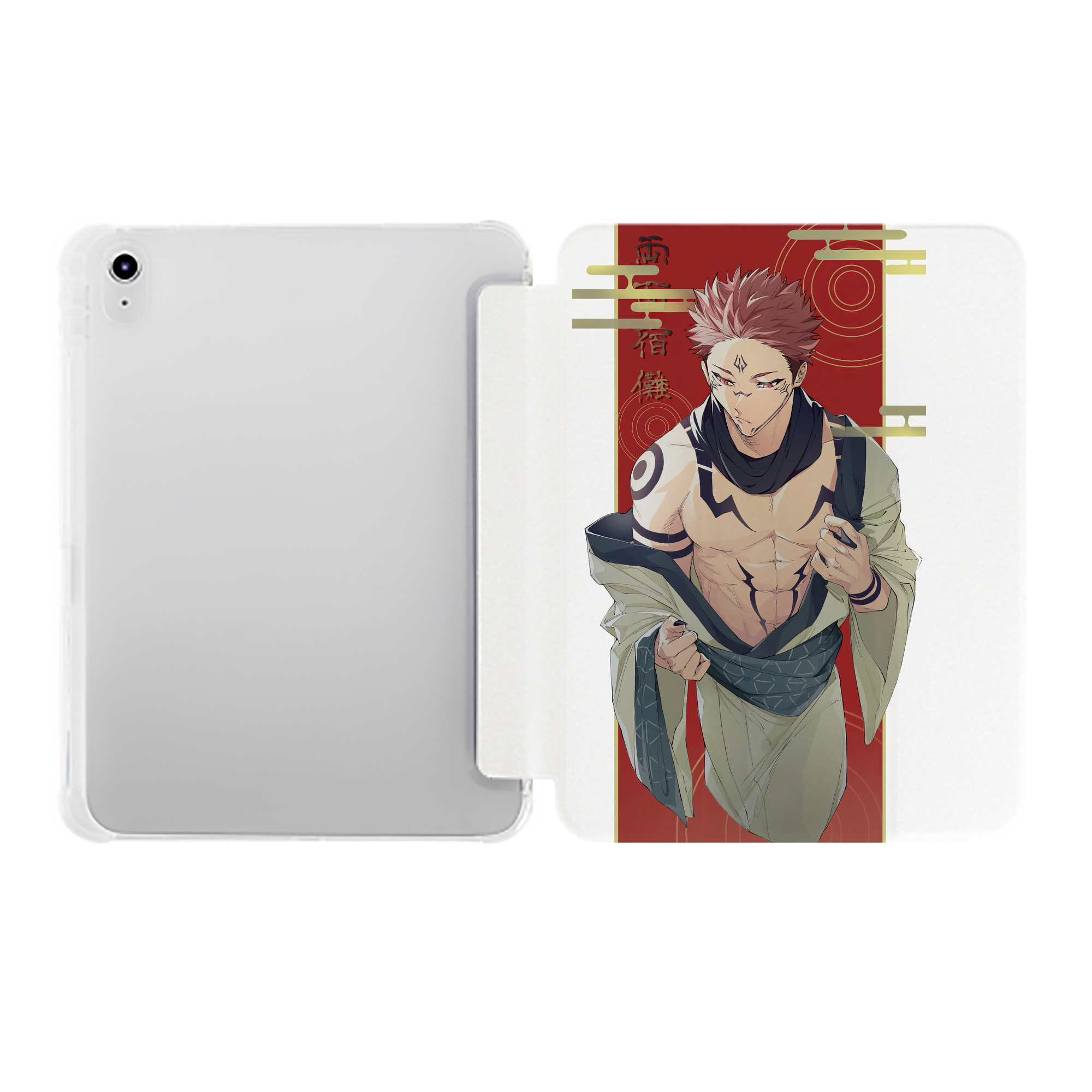（画像用） 呪術廻戦 Jujutsu Kaisen IPad ケース ペン収納付き 三つ折りスタンド PUレザー×シリコン 対応機種9.5/10.5/10.9インチ